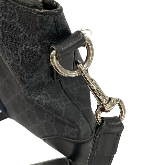 GUCCI GG Supreme Canvas Messenger Bag 474139 Black Dark Navy Red PVC - - Picture 10 of 15